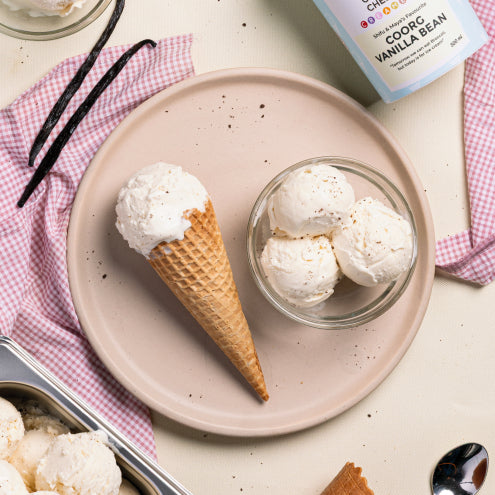 Coorg vanilla bean ice cream with real vanilla beans - premium custard delivery Delhi
